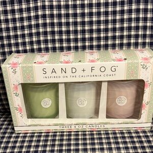 SAND + FOG Coastal Scented Candle Set - Green, White, Pink